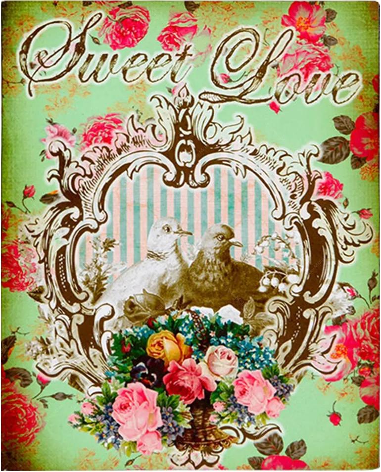 Placa Decorativa Sweet Love em Metal - 28x22 cm