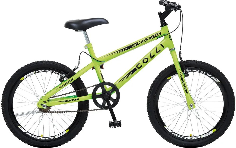 Bicicleta Infantil de Passeio Aro 20 Freio V-Brake Max Boy Quadro 12 Aço Amarelo Neon - Colli Bike