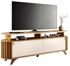 Rack para Sala Bancada de TV 70 Pol 182cm Alba Cinamomo/Off - HB Móvei