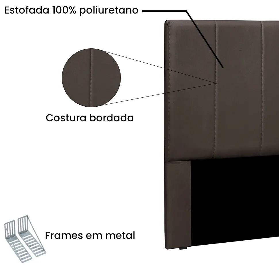 Cabeceira Cama Box Casal 140 cm Arizona Veludo Marrom S04 - D'Rossi