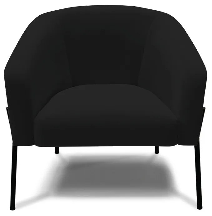 Poltrona Sala de Estar Pé de Ferro Preto Stella Linho Preto D03 - D'Rossi