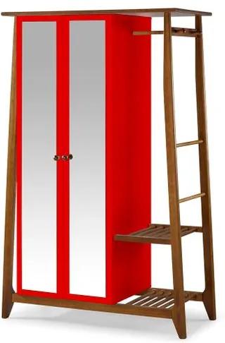 Armario Multiuso Stoka 2 Portas Vermelho Estrutura Amendoa 169cm - 60970 Sun House