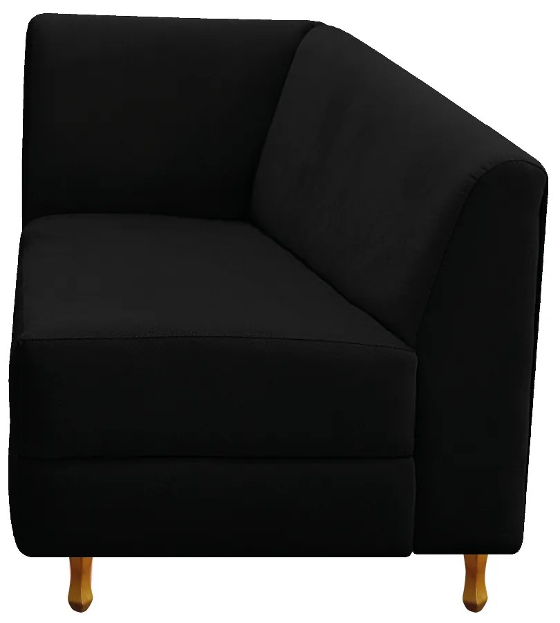 Recamier Valéria 185cm Lado Direito Suede Preto - ADJ Decor