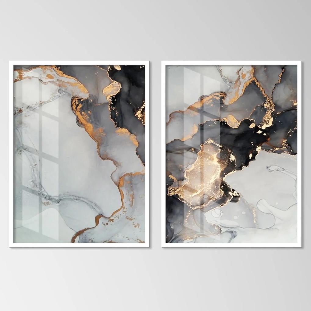Quadro 65x90cm Abstrato Boston Moldura Branca sem vidro Decorativo Interiores