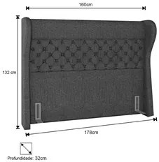 Cabeceira Cama Box Casal Queen 160cm Trinidad P02 Linho Cinza - Mpozen