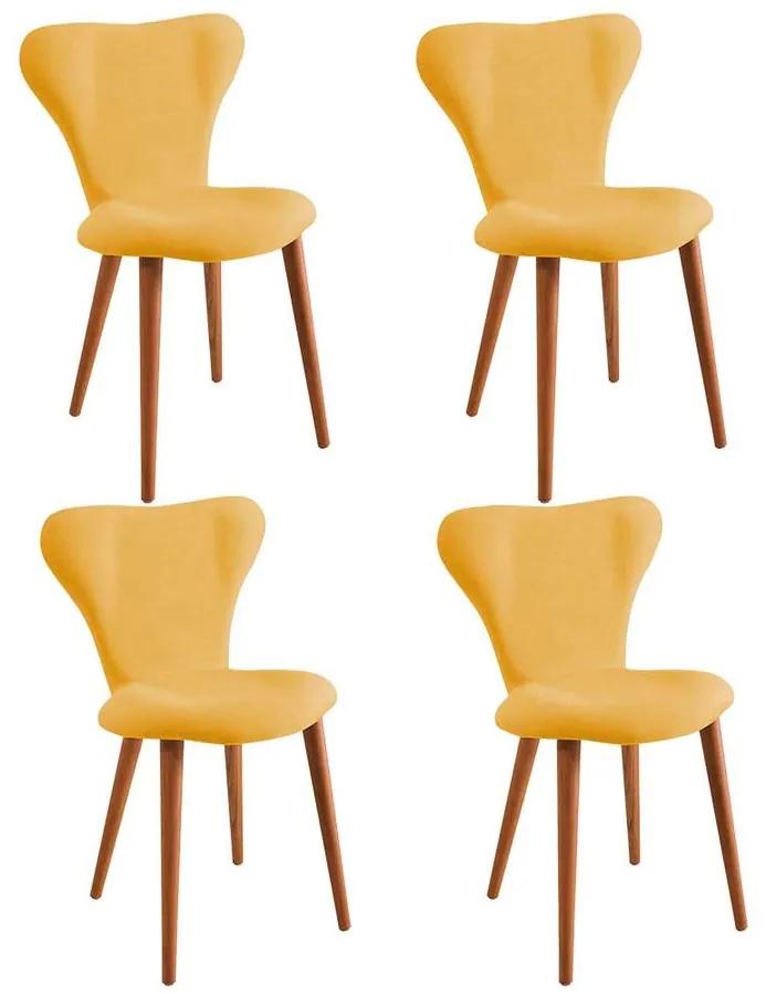 Conjunto 4 Cadeiras Estofadas Pés Palito Áquila - WF 56174