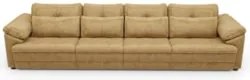 Sofá Retrátil 4 Lugares Para Sala 379cm Dijon Couro Bege S07 - Mpozena