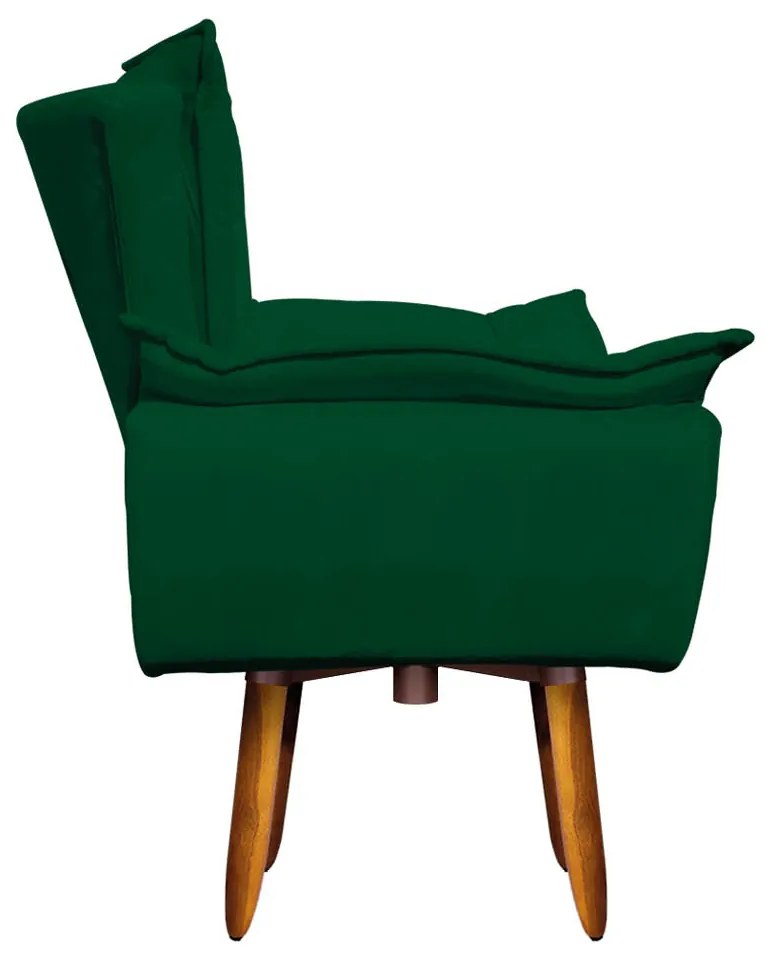 Poltrona Giratória Opala Suede Verde Base Pés Palito 25 cm - D'Rossi