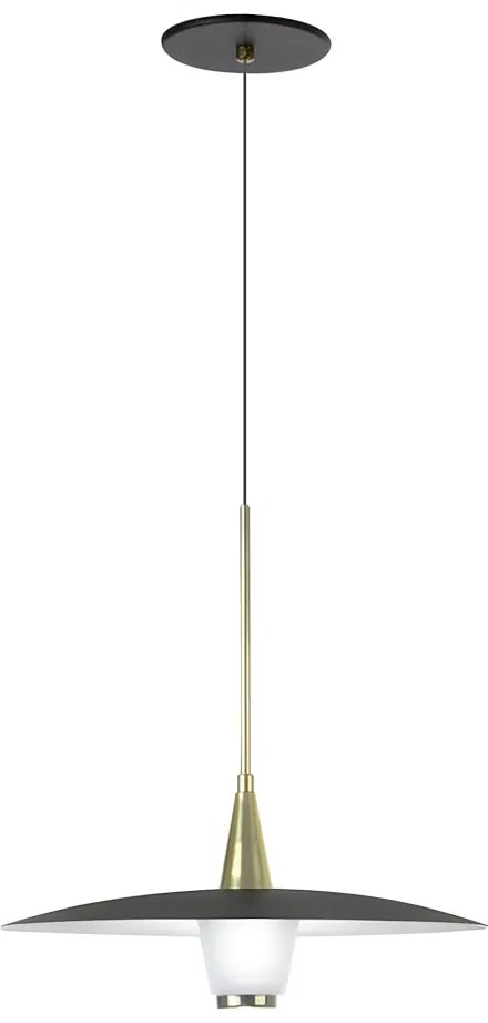 Pendente Eclisse Ø33X36Cm Disco Curvo Metal Alumínio E Vidro 01Xled 9W... (DENIM / HONEY)