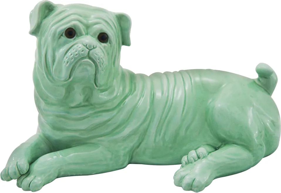 Escultura de Cachorro em Porcelana Verde