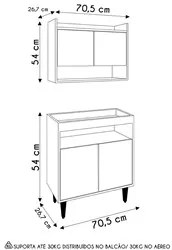 Armário Aéreo Ceci e Balcão Aparador Buffet Lice M24 Preto - Mpozenato