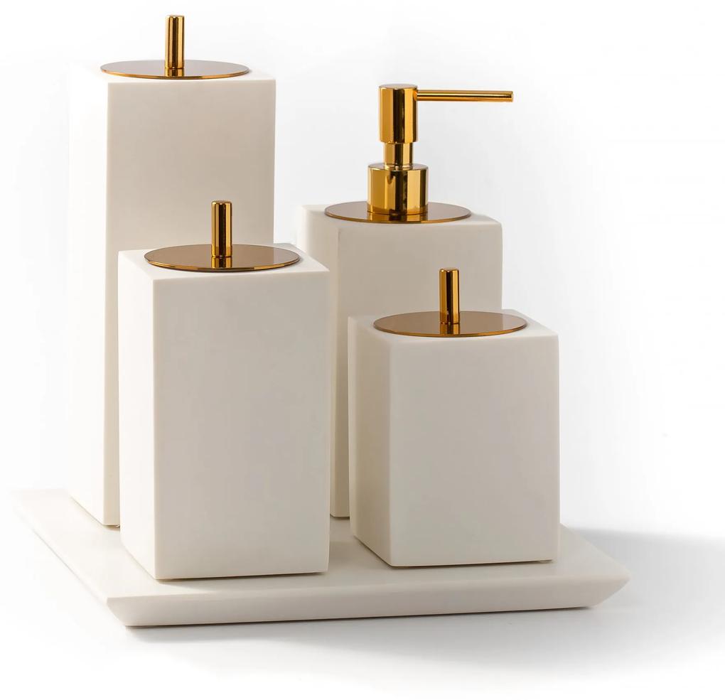 Conjunto Banheiro 4 Pçs Resina Off White Fosco – Gold  Off White Fosco - Gold