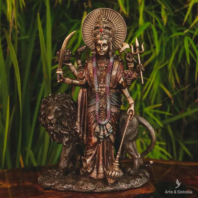 Escultura Deusa Indiana Durga 28cm