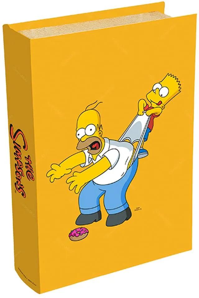 Book Box Homer e Bart Simpson Fundo Amarelo The Simpsons - em Madeira