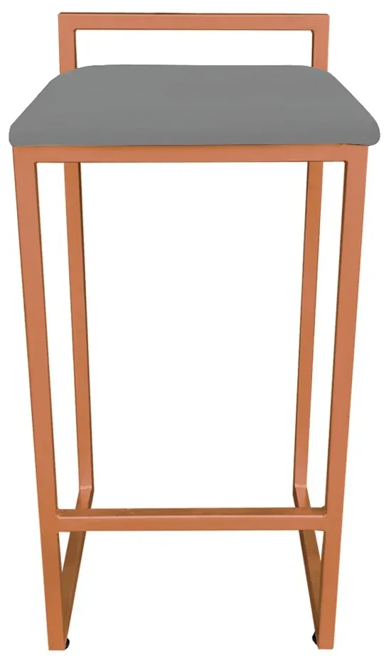 Banqueta Alta Industrial Pietra Suede Grafite Base Cobre D'Rossi