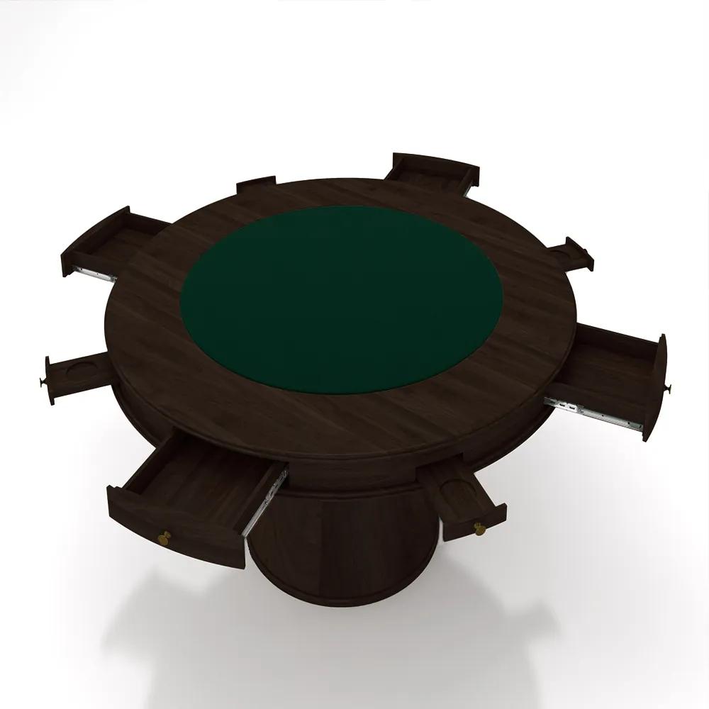 Conjunto Mesa de Jogos Carteado Bellagio Tampo Reversível e 4 Cadeiras Madeira Poker Base Cone Veludo Preto/Capuccino G42 - Gran Belo