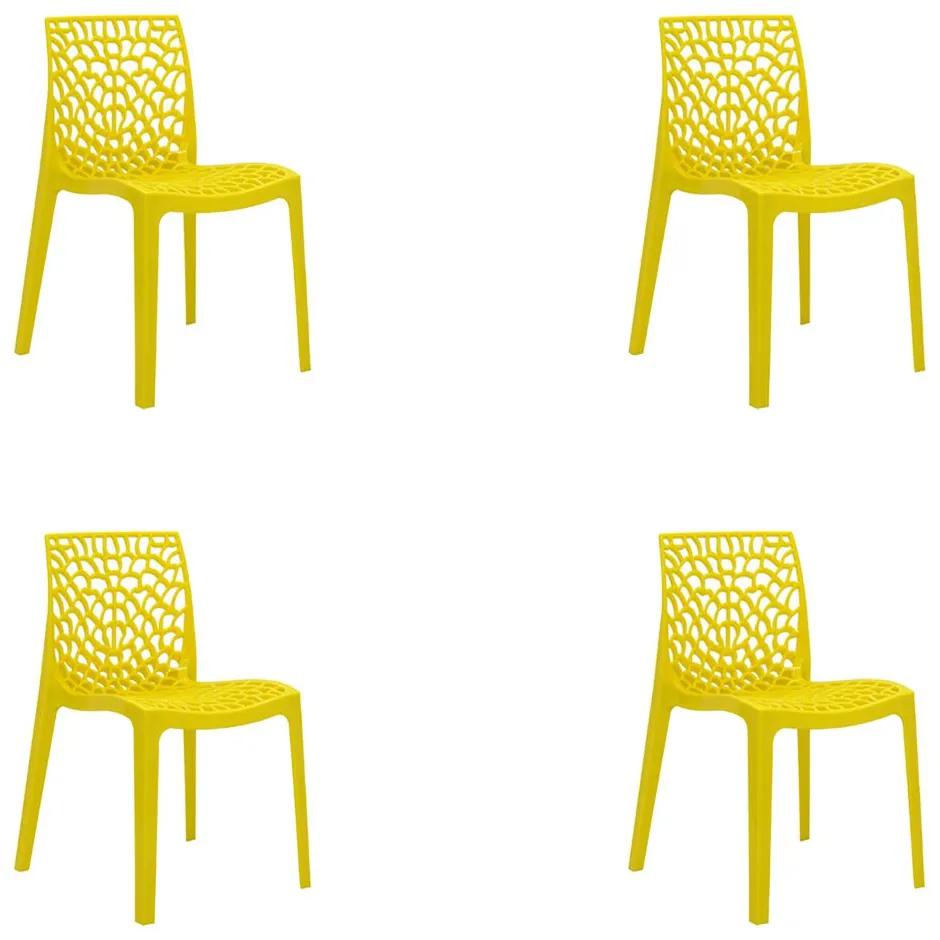 Kit 4 Cadeiras Decorativas Sala e Cozinha Cruzzer (PP) Amarela - Gran Belo