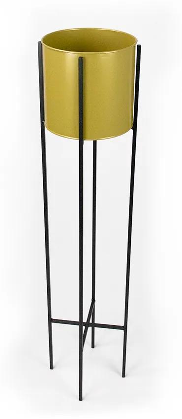 Vaso Decorativo Dourado Com Suporte Metálico Preto 91 cm - D'Rossi