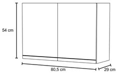 Armário Aéreo 80cm 2 Portas Califórnia Preto/Cinza - Lumil Móveis