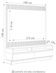 Painel Para TV 70 Pol e Rack Bancada 180cm Real L06 Tauari/Off White F