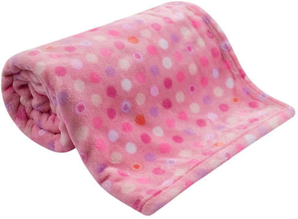 Cobertor Bebê Microfibra Flannel Camesa Rosa Poa