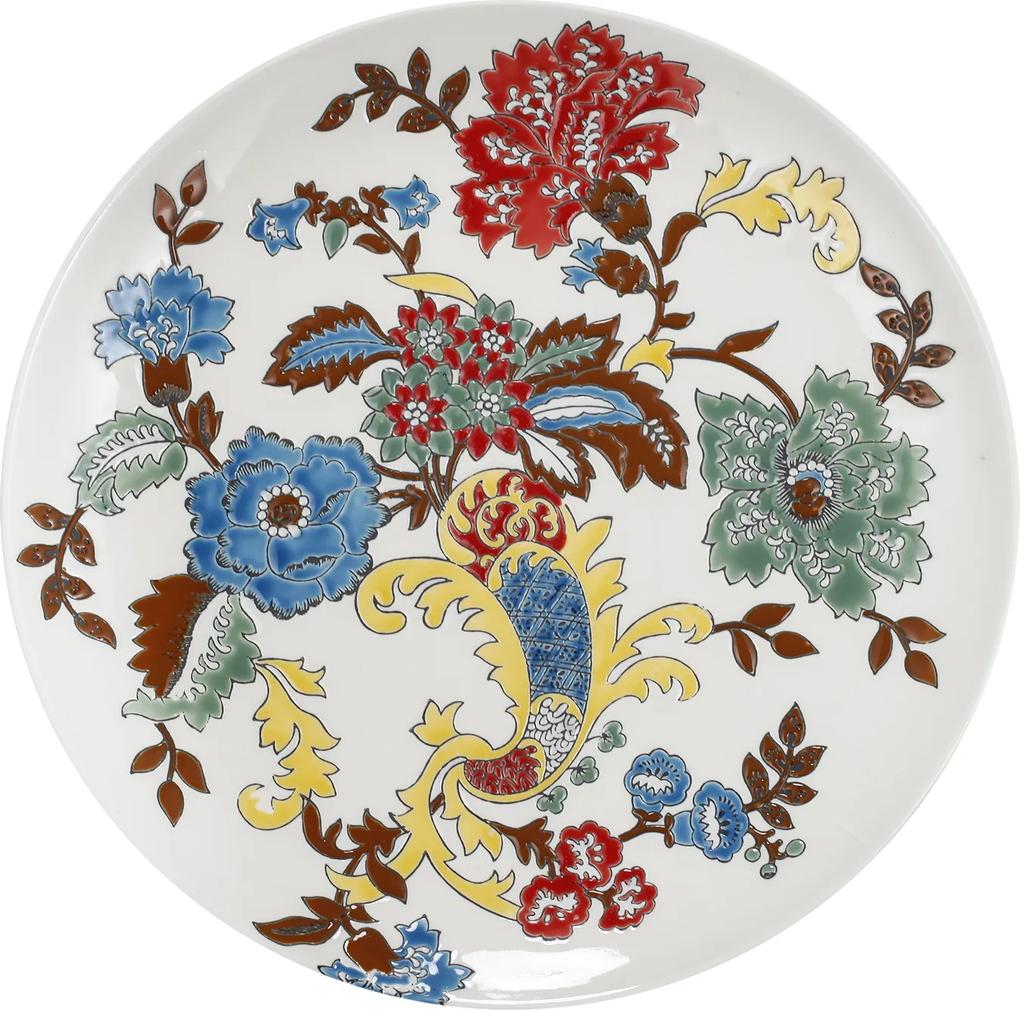 Prato Decorativo em Porcelana Flores Coloridas
