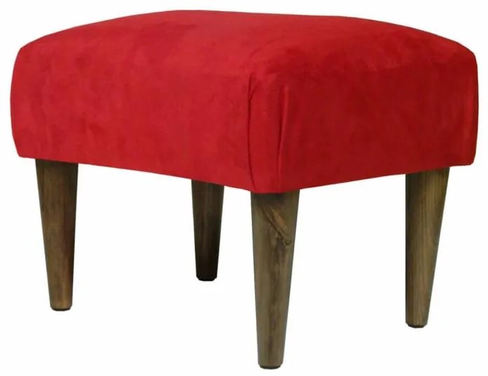 Banquinho Acolchoado Sigma em Suede com Pés Palito - Vermelho