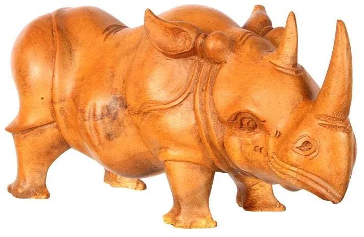 Rinoceronte Decorativo em Madeira 31cm | Bali
