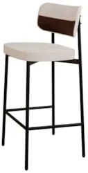 Banqueta Alta Bar Estofada Kit 6 Ella M25 Linho Palha/Marrom - Mpozena