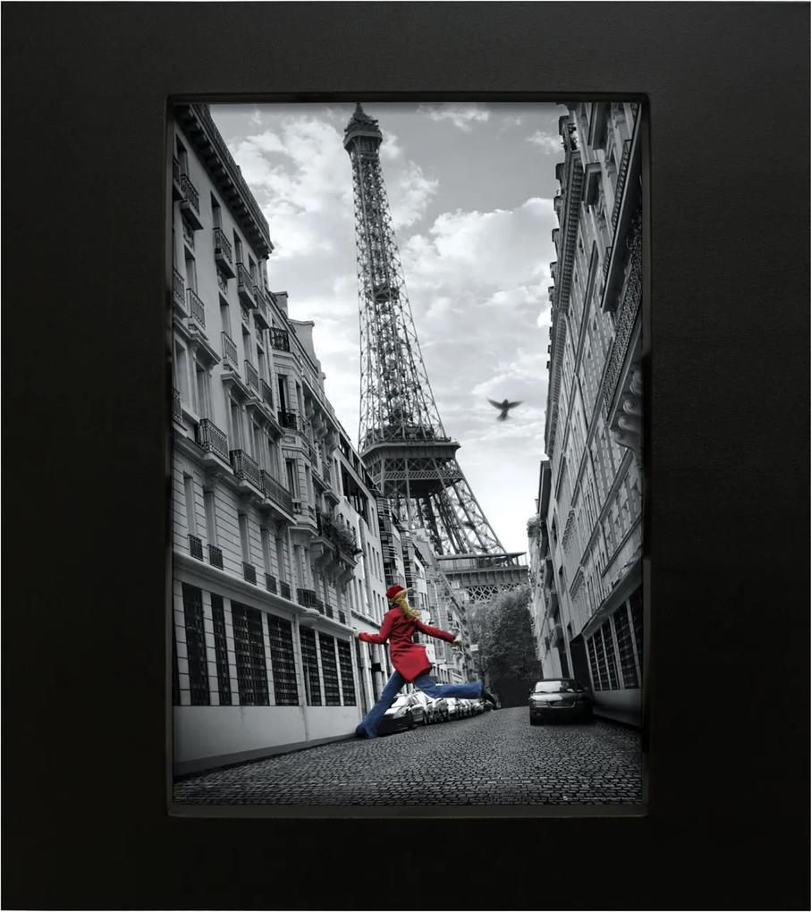 Quadro Decorativo Com Moldura Em Tecido Mulher De Vermelho Paris 95x110cm