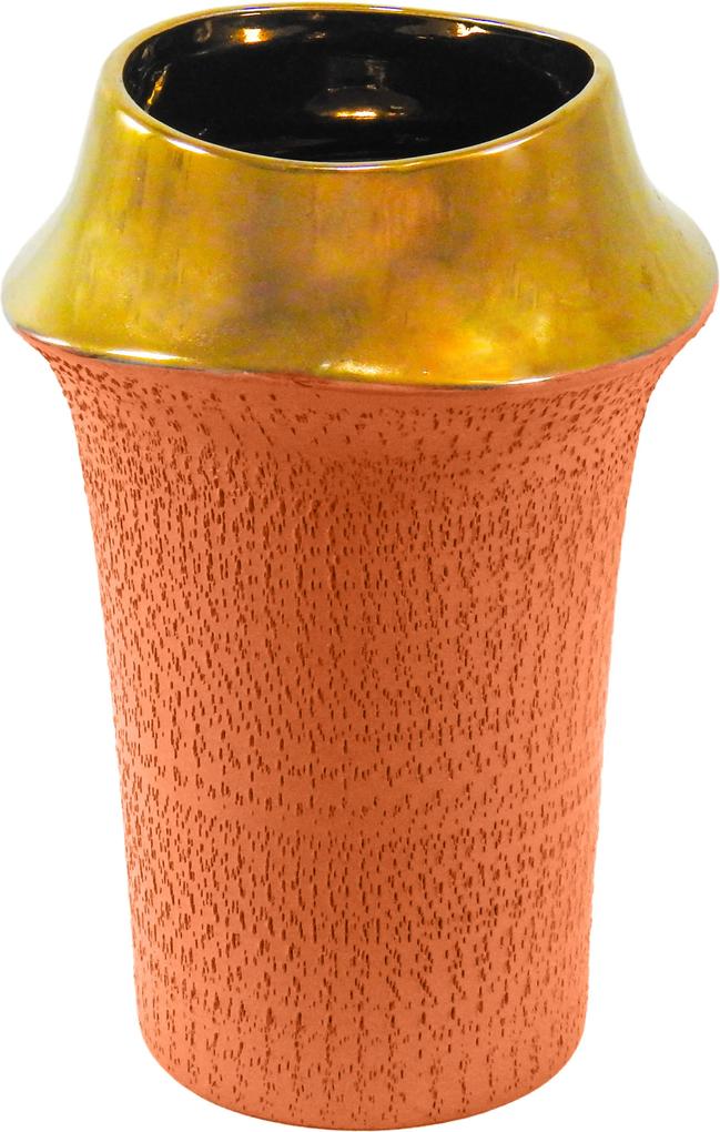 Vaso Decorativo em Cerâmica Laranja - 30x20cm