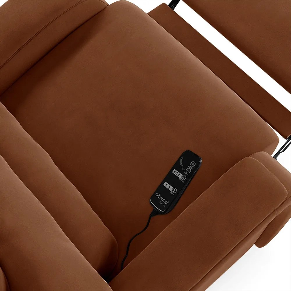 Poltrona do Papai Reclinável Napoli Power Touch Massagem Veludo Terracota FH1 - D'Rossi