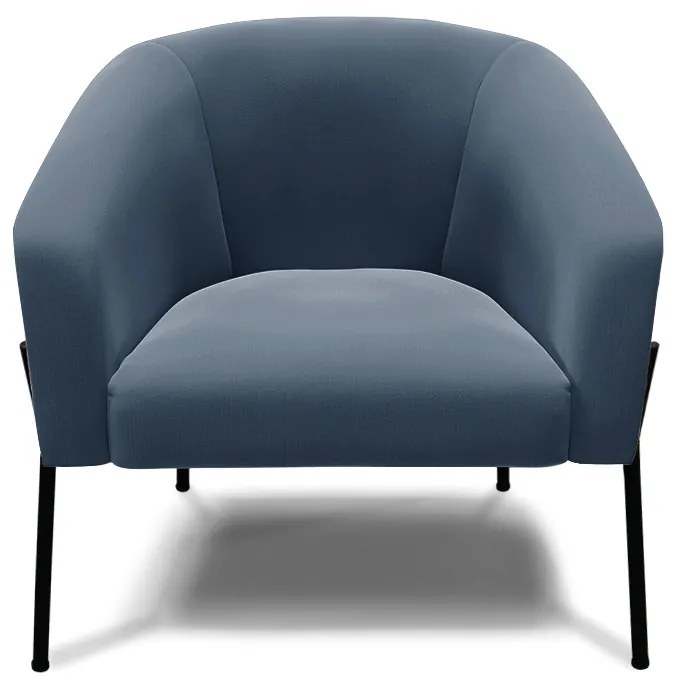 Poltrona Decorativa Pé de Ferro Preto Kit 2 Stella Suede D03 - D'Rossi - Azul Marinho