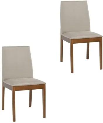 Kit 2 Cadeiras de Jantar Vênus em Eucalipto Castanho Claro/Cinza