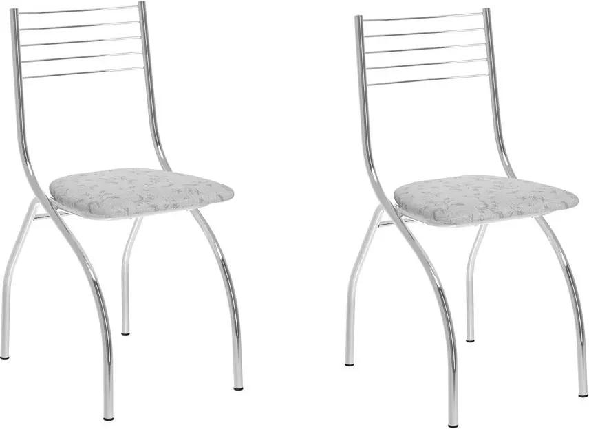 Cadeiras para Cozinha Kit 2 Cadeiras 146 Fantasia Branco/Cromado - Carraro Móveis