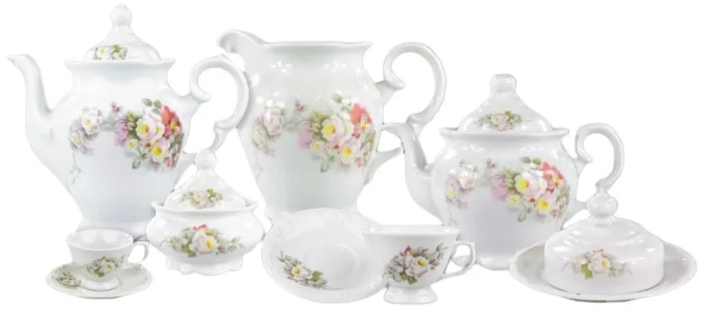 Aparelho de Chá e Café Porcelana Schmidt 53 peças - Dec. Noiva 2248 -  SCHMIDT