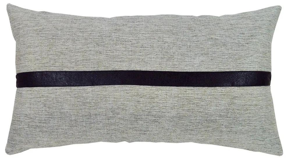 Capa de Almofada Retangular Linen Patchwork Linha em Tons de Preto e Branco 60x30cm