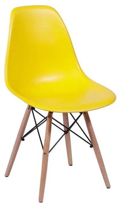 Cadeira Eames Eiffel Base Madeira - Amarelo