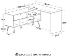 Mesa Escrivaninha Industrial 136cm Dhabi A06 Carvalho/Branco - Mpozena