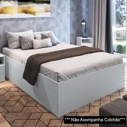 Cama Casal Queen 160cm Com 4 Portas Tókio A05 Branco - Mpozenato