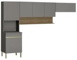 Armário de Cozinha Modulada 3 Peças Lina01 Z06 Gris/Freijó - Mpozenato