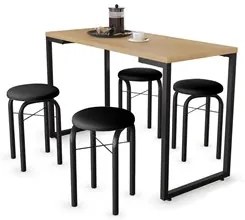 Conjunto Mesa de Cozinha Prattica Industrial 120cm com 4 Banquetas F02