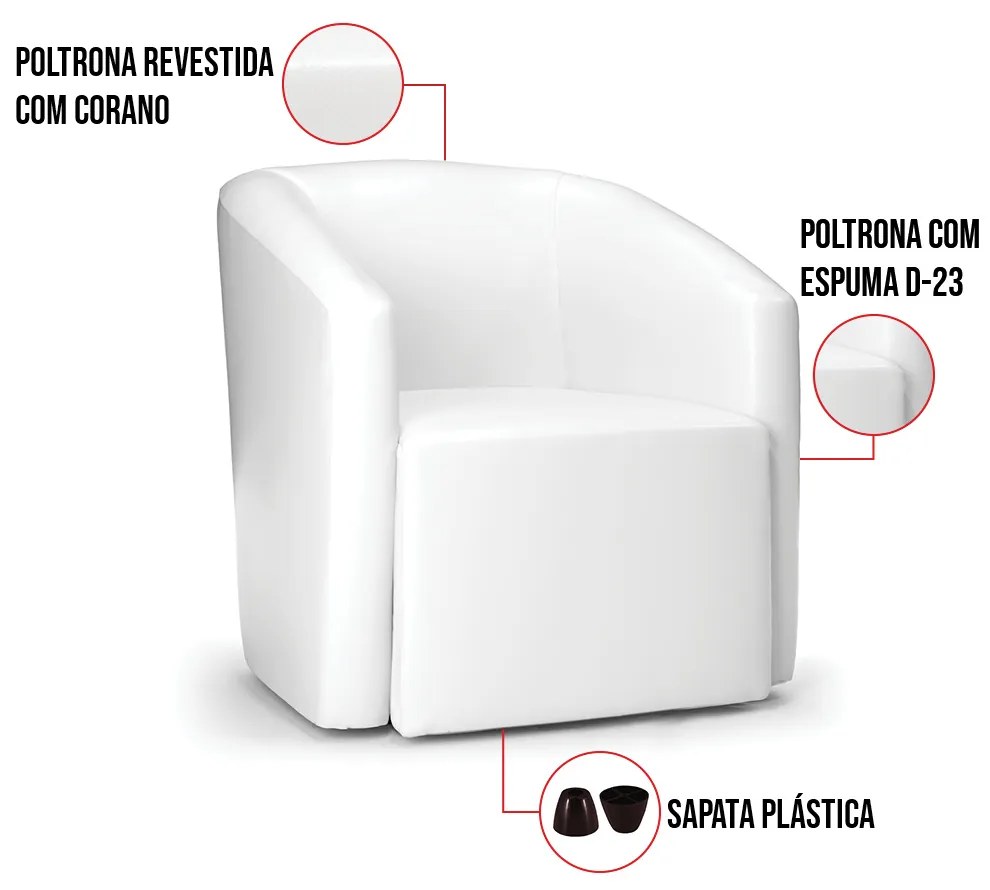 Poltrona Decorativa Orgânica Stella Max Sintético PU Branco D03 - D'Rossi