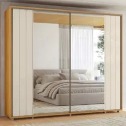 Guarda Roupa Casal 278cm 2 Portas 8 Espelhos Mya Off/Cinamomo Z10 - Mp