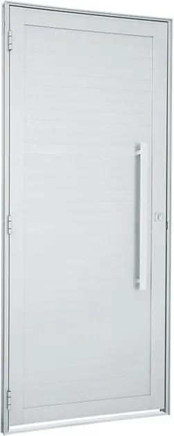 Porta de Alumínio de Abrir Alumifort Branca com Lambri Horizontal com Puxador 1 Folha Abertura Direita 216x88x5,4 - Sasazaki - Sasazaki