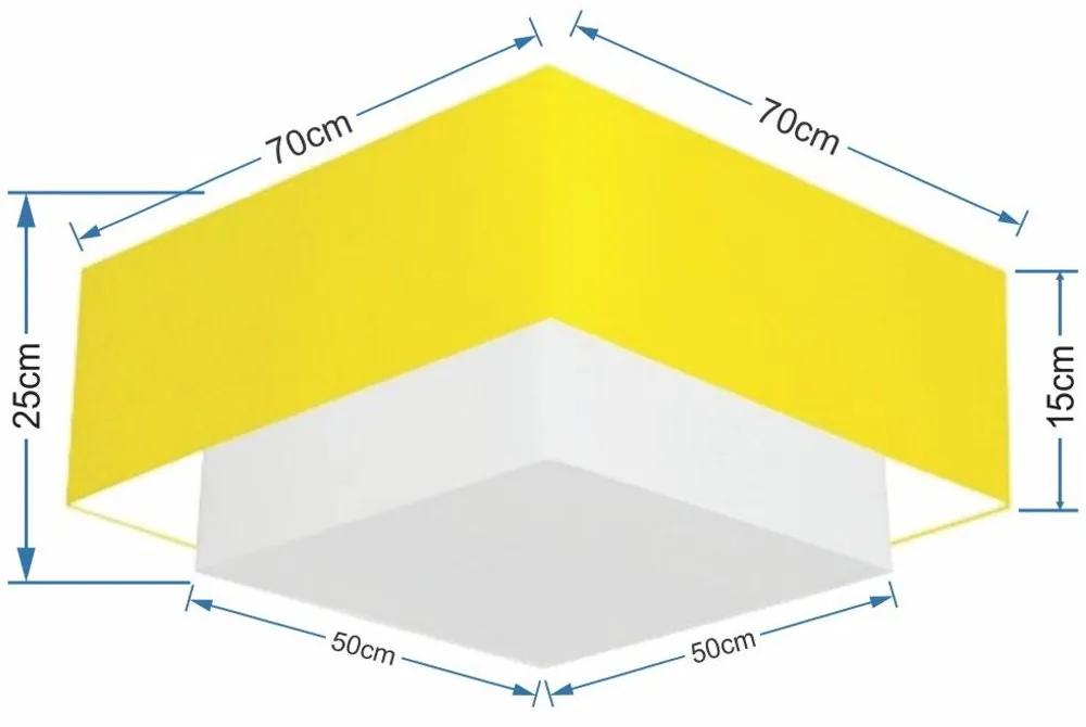 Plafon Duplo Quadrado Md-3018 Cúpula em Tecido 25/70x50cm Amarelo / Branco - Bivolt