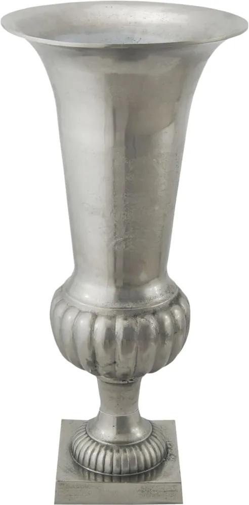 Vaso em Alumínio Grande Decorativo de Cor Prata Apolo