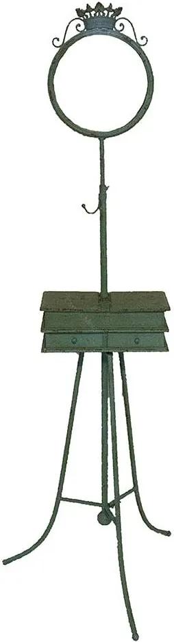 Móvel para Jóias com Espelho e Moldura Verde em Metal - 159x62 cm