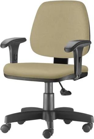 Cadeira Job com Bracos Curvados Assento Fixo Courino Bege Base Rodizio Metalico Preto - 54636 Sun House