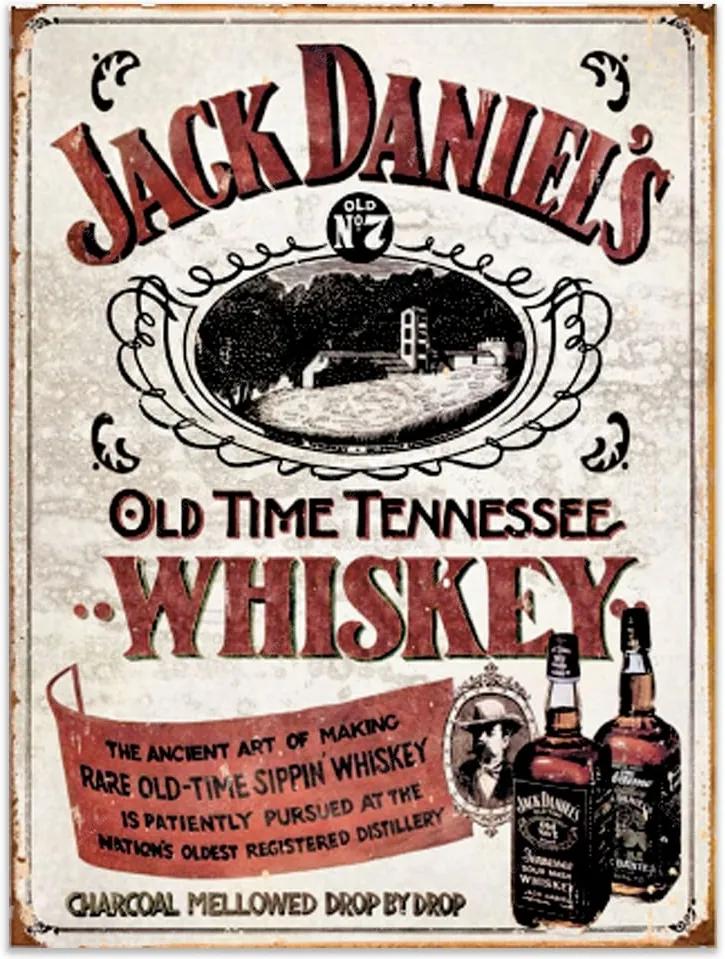 Placa Decorativa Jack Daniels Vintage Old Time Grande em Metal